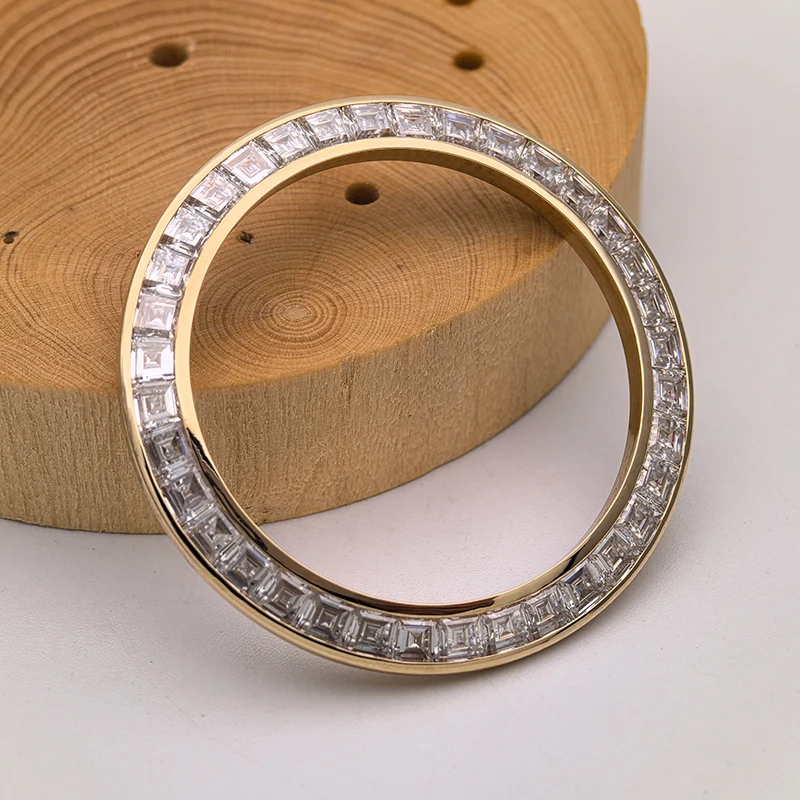 

Customized 9K 18K Solid Yellow Gold Watch Bezel with Moissanite Diamonds For 116588 TBR Watch Refitting Parts