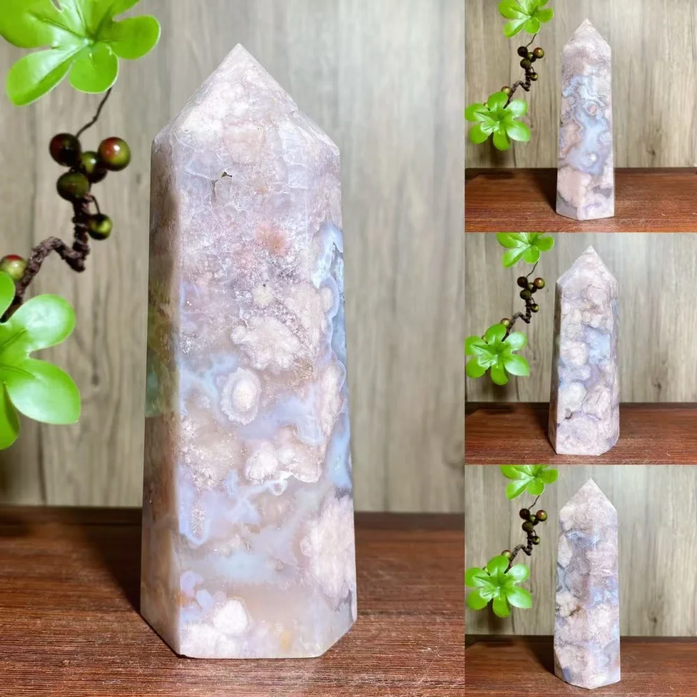 

1PC Natural Crystals Pink Flower Agate Tower Geode Druzy Raw Mineral Healing Home Decorations Reiki Energy Room Decor Gifts