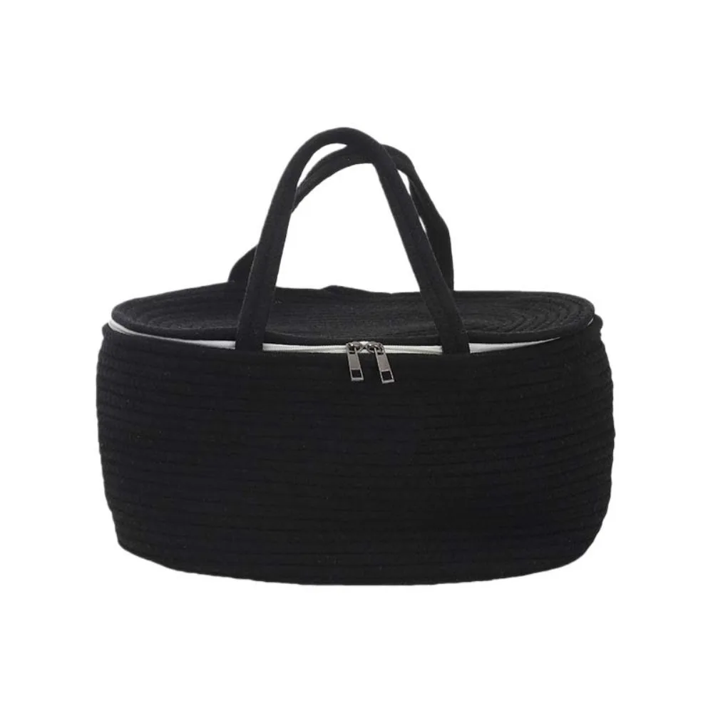 

Cotton Thread Rope Mummy Handbag Large Capacity Divided Into Compartments Diaper Storage Basket for Diaper/ Storage Shopping