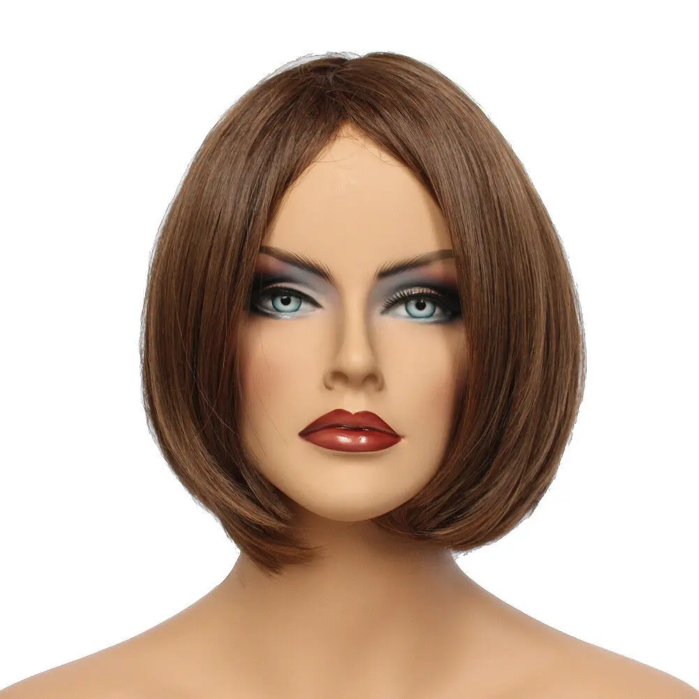 

Classic Cap women Synthetic straight Short Medium Brown full wig HengFeng ZP16