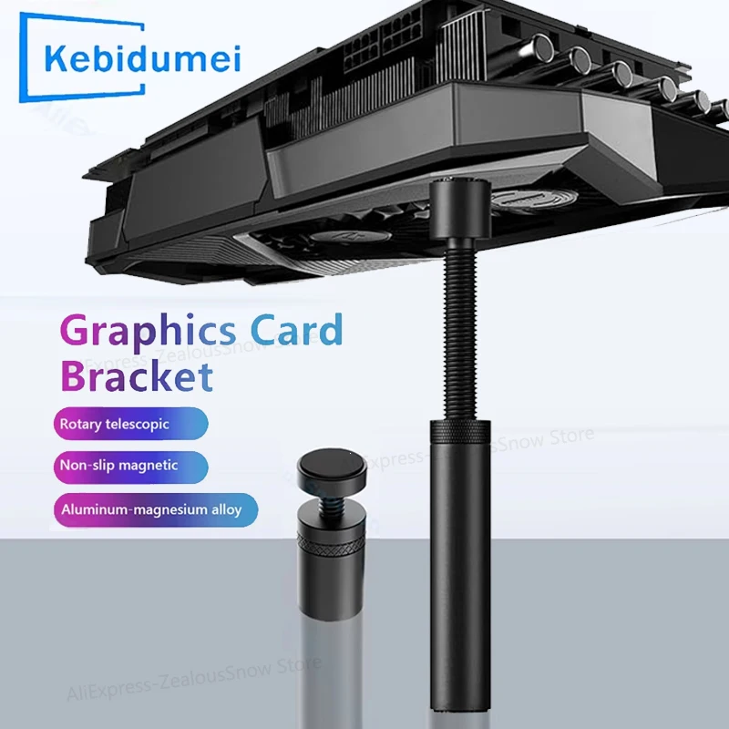 

Держатель видеокарты, поддержка графического процессора, регулируемый телескопический поворотный винт, кронштейн для видеокарты из алюминиевого сплава, аксессуар для корпуса настольного ПК