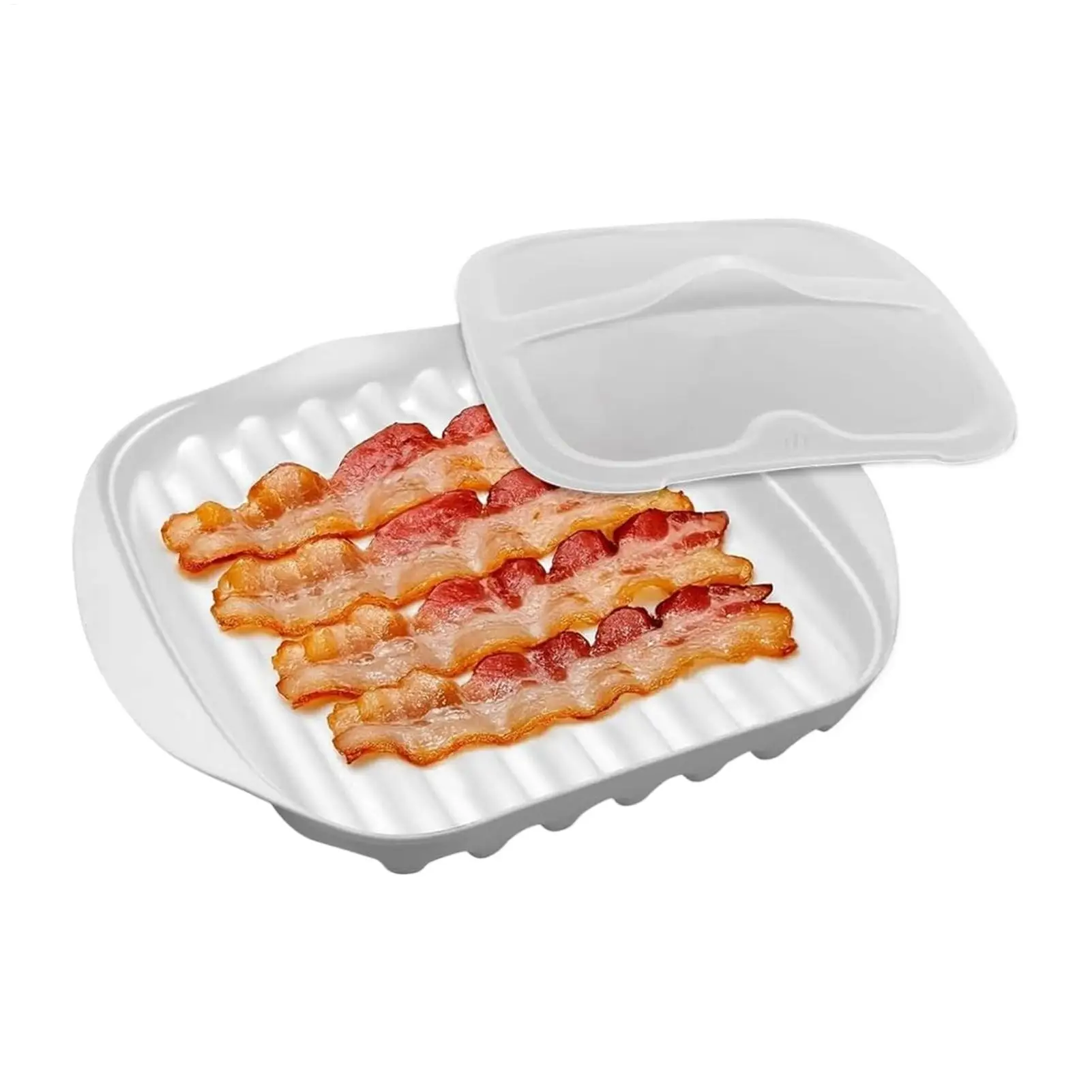 Microwavable Bacon Making Utensil Tray Efficient Kitchen Tool Splash Proof Cover Bacon Tray, Pizza Tray, Sauce Tray Efficient