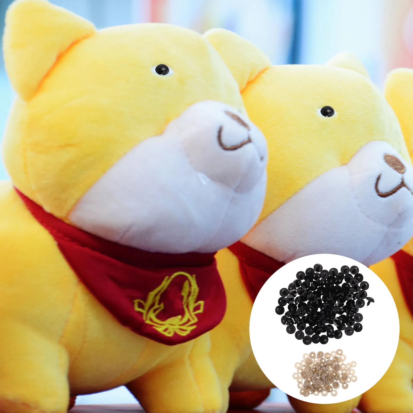 

150Pcs Black Plastic Eyes for Stuffed Animal Crafts Safety Eyes with Washers DIY Crochet Animal Eye Supplies Bulk Pack