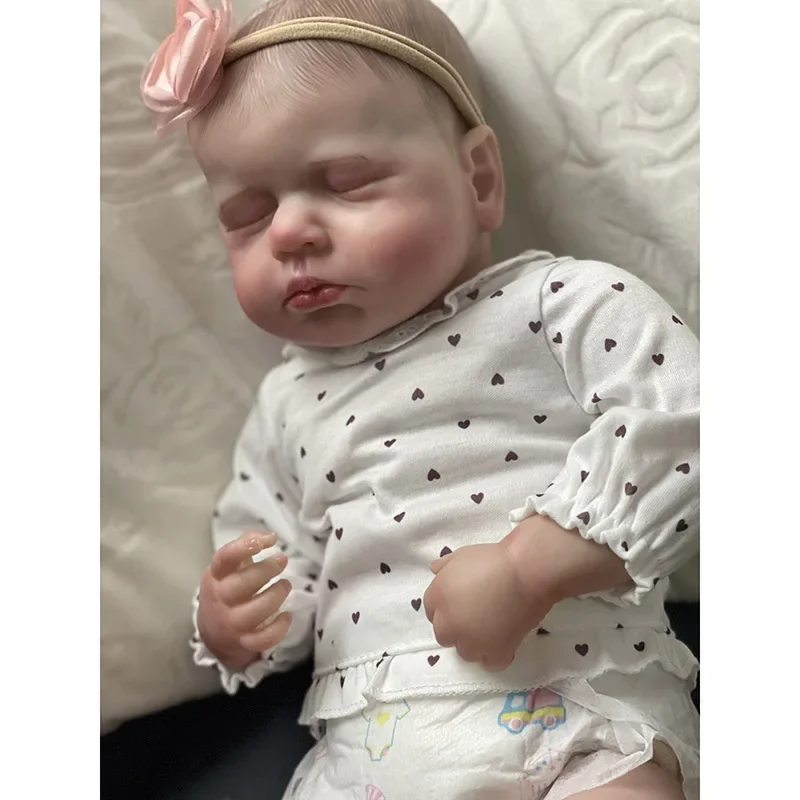 19inch Bebe Reborn Doll LouLou Real Looking Newborn Baby Already Painted 3D Skin with Visible Veins Reborn Baby Muñecas Bebes