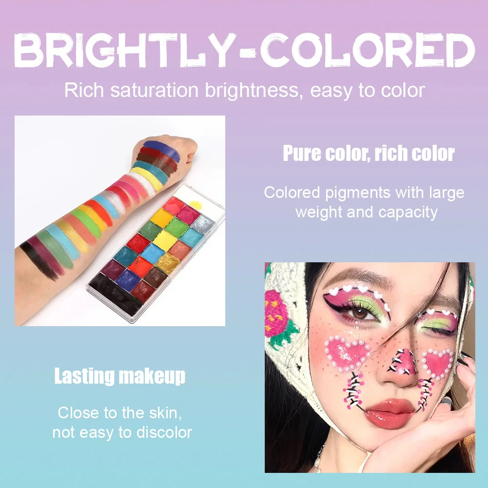 水溶性メイクアップパレット、水活性化アイライナーパレット、20色のフェイスペインティングアイライナーメイクアップ、アート、ハロウィーン、カーニバル