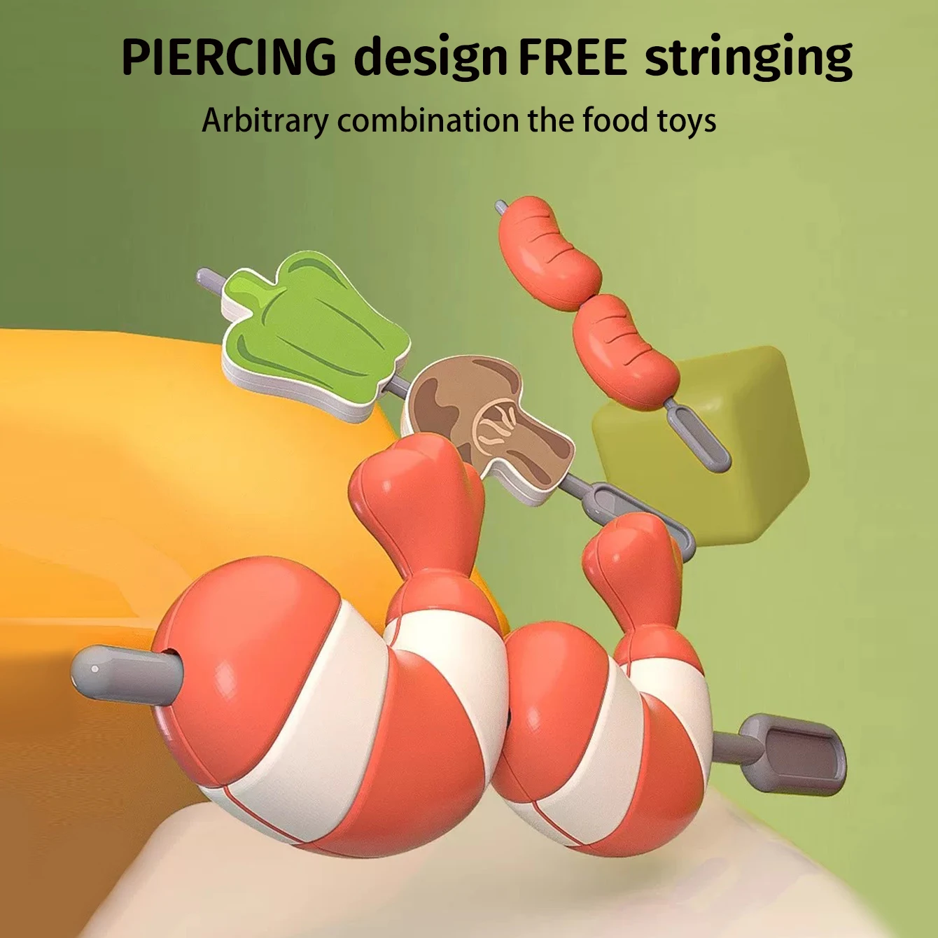 어린이 역할놀이 시뮬레이션 바베큐 그릴 장난감 BBQ 세트, 바베큐 및 꼬치 음식 트롤리