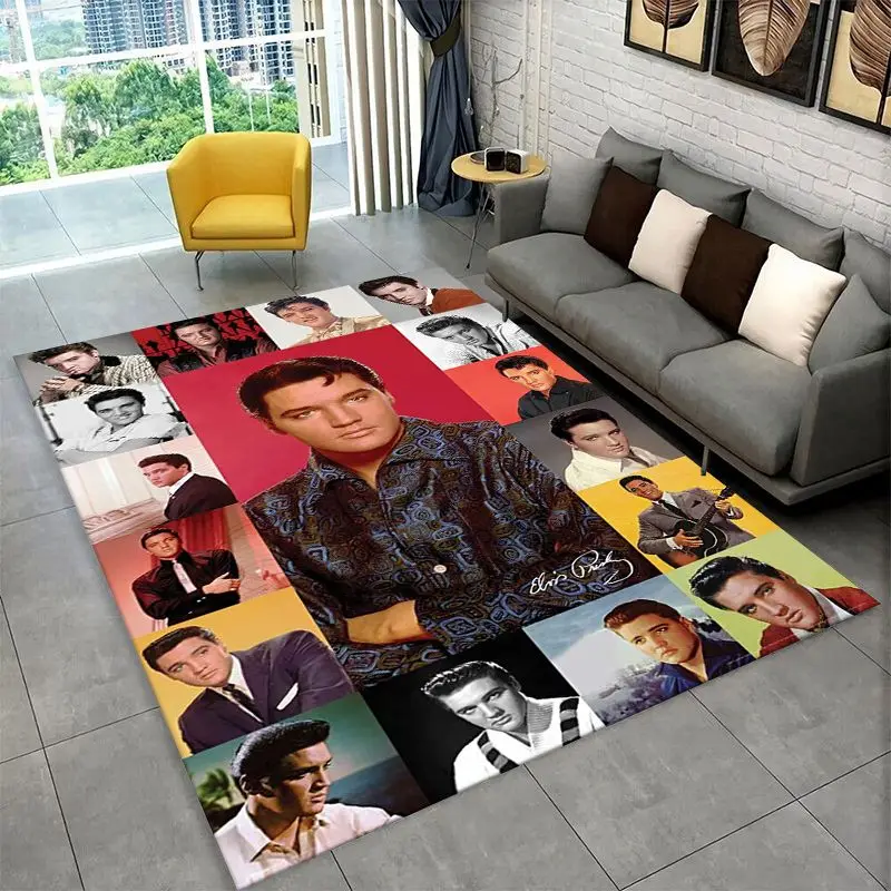 Retro The King E-Elvis Presley Non-Slip Area Rug for Living Room,Bedroom,Playroom,Soft Carpet Floor Mat Home Decor Rug  Room