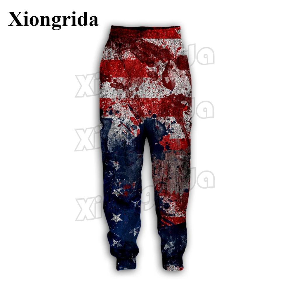 USA Flag Print Pants Mens Casual American Stars and Stripes 3D Printed Trousers Unisex Fashion Sweatpants Joggers Harajuku Stree