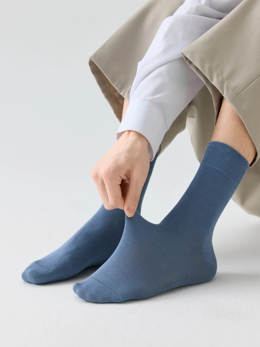 ZTOET Herrensocken aus gekämmter Baumwolle, Herbst/Winter, schwarz, Business-Langsocken, atmungsaktiv, hohe Qualität, neue Herrensocken, Übergröße EU38-45 – Detail 10