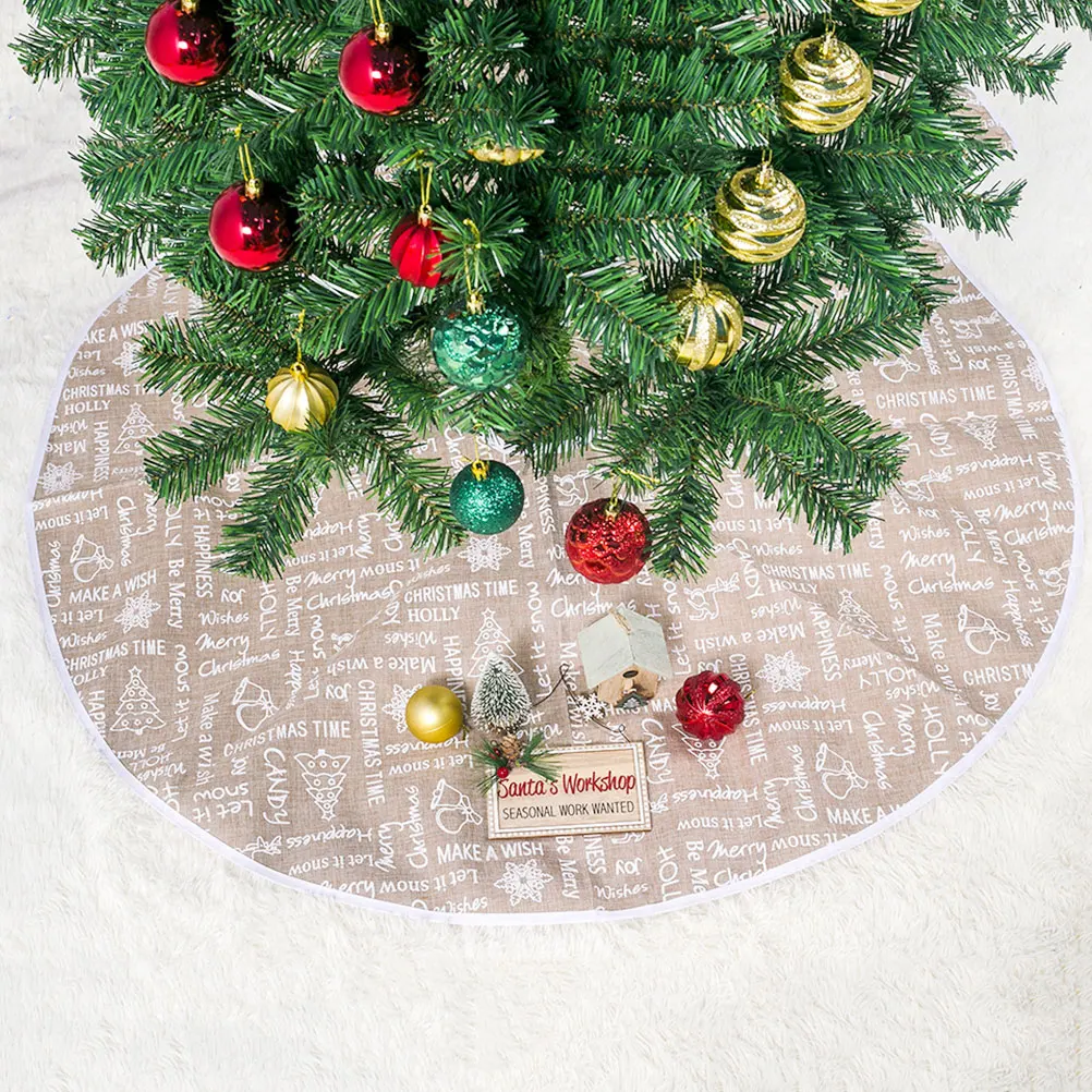 

Christmas Tree Skirt 100 Cm Holiday Decorations Natural Beauty Fantastic Letter Printed Tree Skirt Christmas cheerful Home