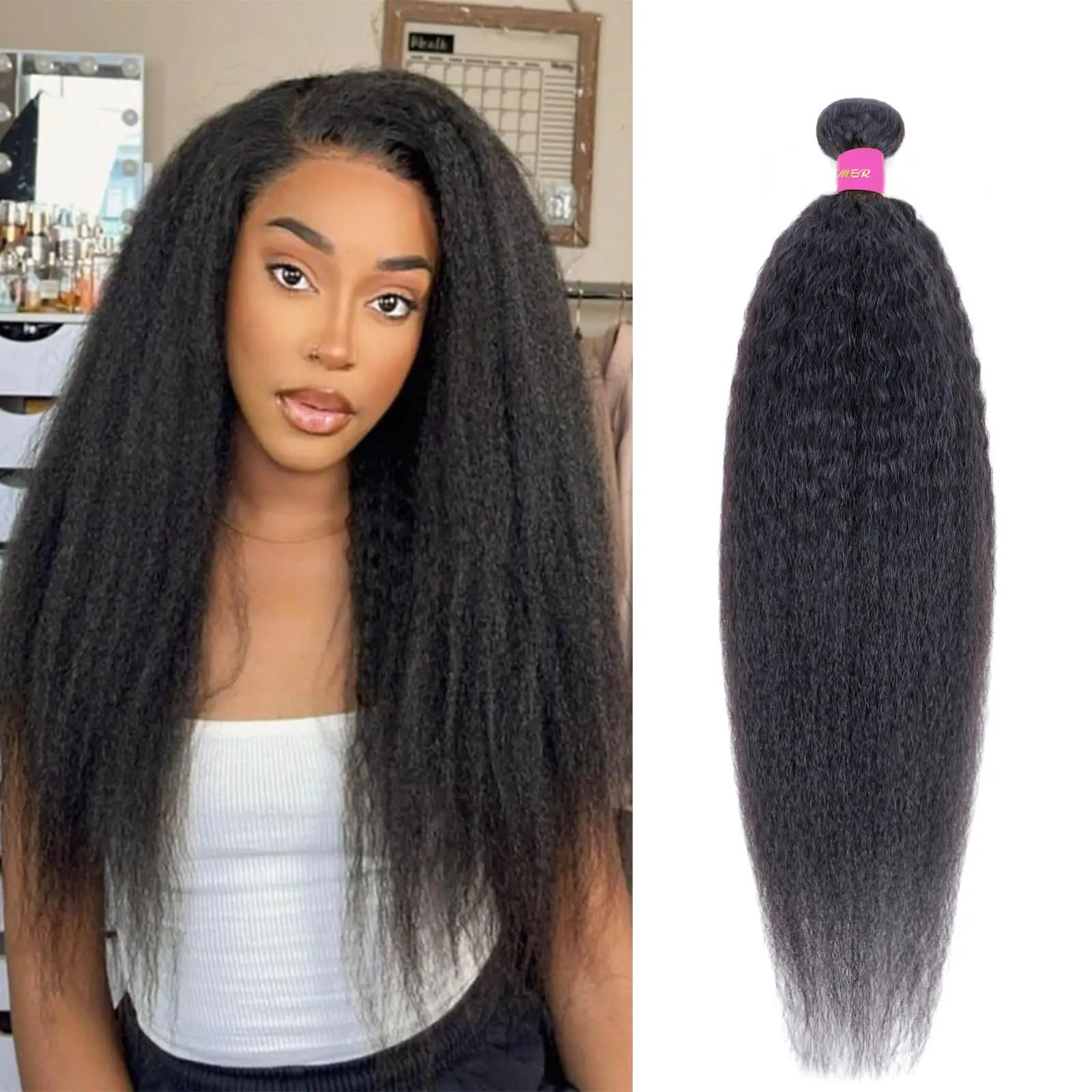 Волосы Dula A Kinky Straight Remy Braziilian Yaki Искусственная кожа 100% наращивание человеческих волос с темным цветом