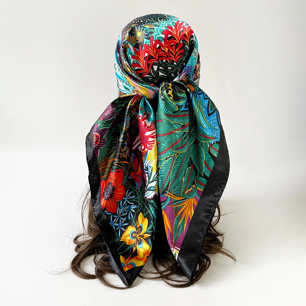 Pañuelo Seda Lujo Mujer Estampado Satinado 90x90cm - alternate angle