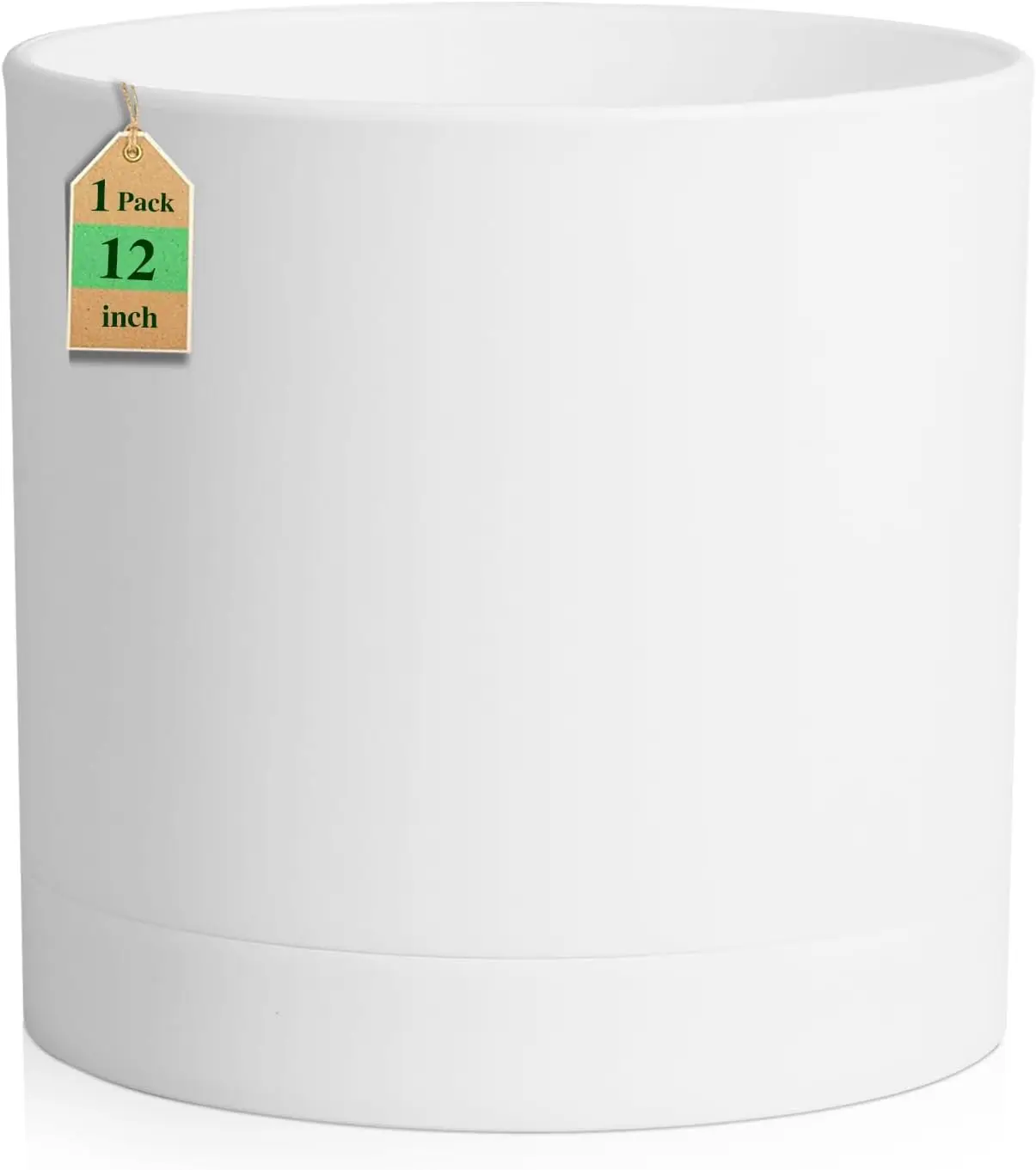 

Большие глубокие цветочные горшки 12 дюймов для комнатных и уличных растений с дренажными отверстиями и поддоном, белые декоративные пластиковые кашпо