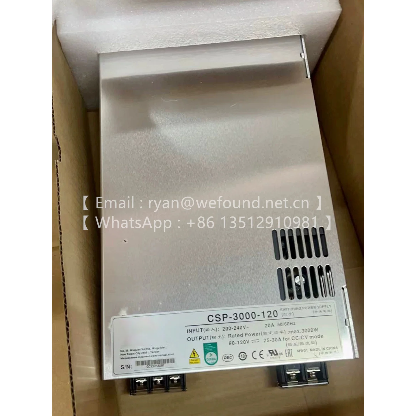 

CSP-3000-120 120V 25A CSP-3000-250 250V 12A CSP-3000-400 400V 7.5A 3KW single-group output casing type AC to DC power supply