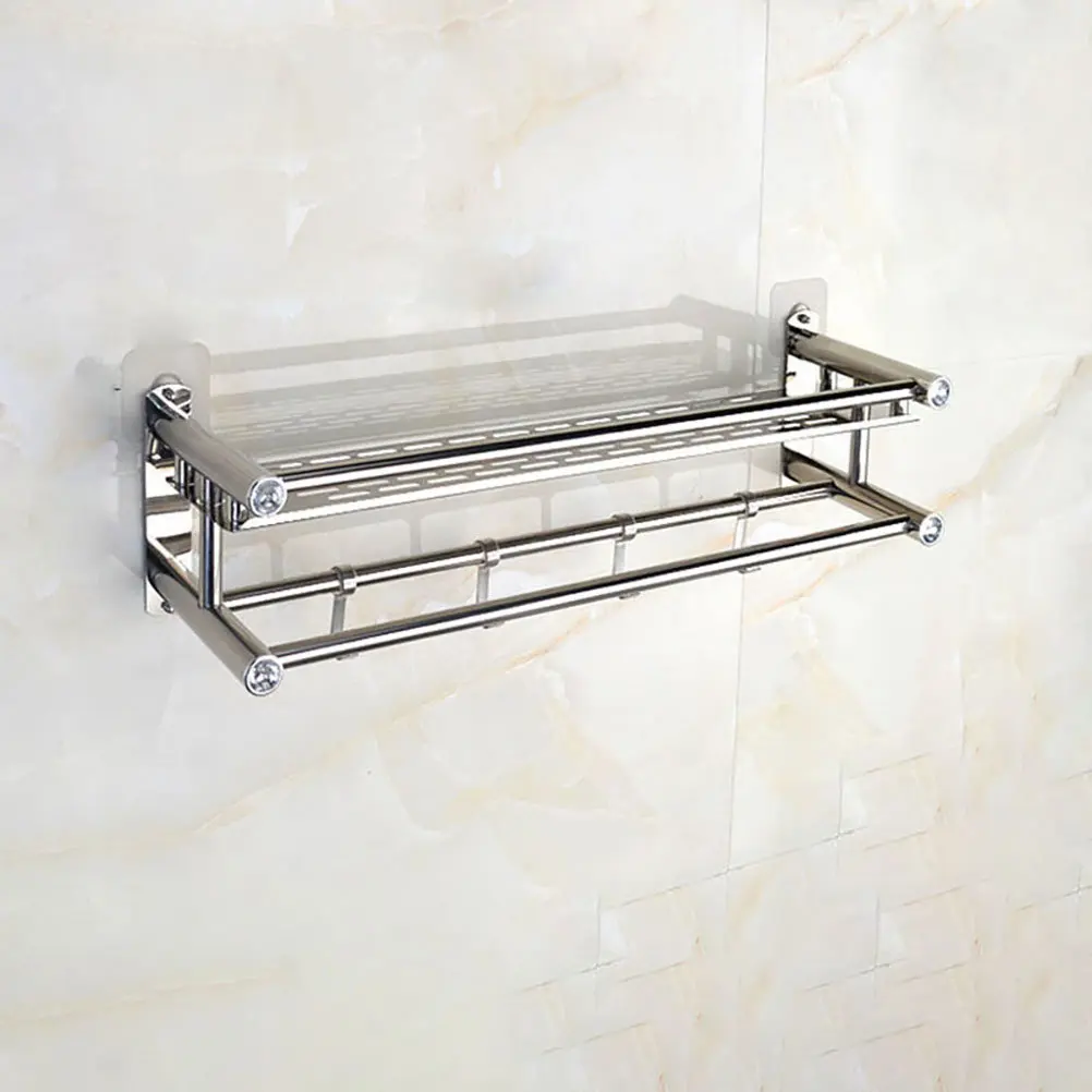 

1 шт. Полка для хранения в ванной из нержавеющей стали без сверления, органайзер для туалетных принадлежностей, держатель для шампуня, зубных щеток, бритв, не оставляет следов