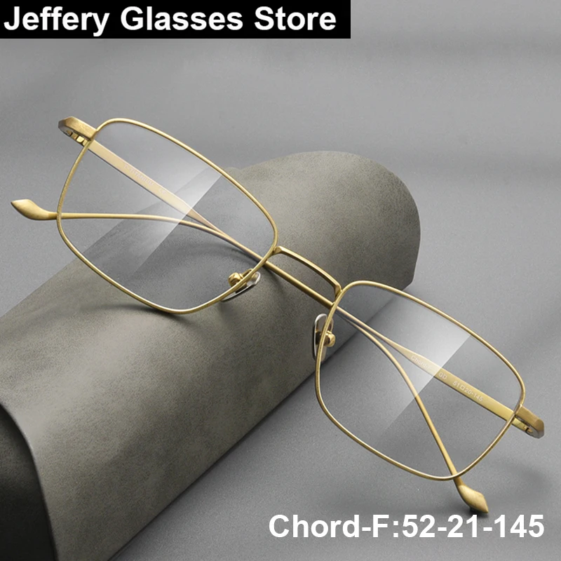 

Japanese Retro Rectangle Pure Titanium Glasses Frame Men Women Ultralight Gold Wire Handmade Eyeglasses Fashion Chord-F Eyewear