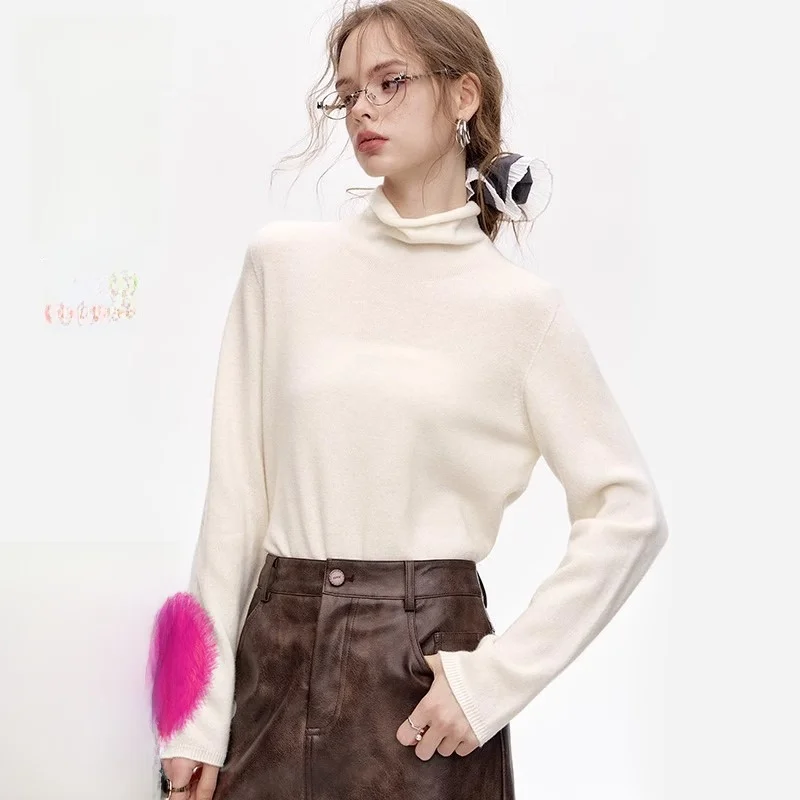 

een High Collar Knitted Sweater Women's Slim Fit Base Layer irt Inner Wear Top Elf Sa Brand Woolen Long Sve Coat