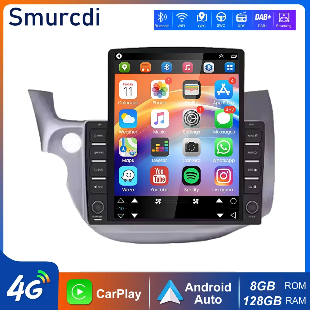 9.7 "أندرويد 15 Carplay Auto لهوندا صالح جاز 2007 - 2014 LHD راديو السيارة 2din مشغل فيديو متعدد الوسائط الملاحة نظام تحديد المواقع رئيس وحدة #1