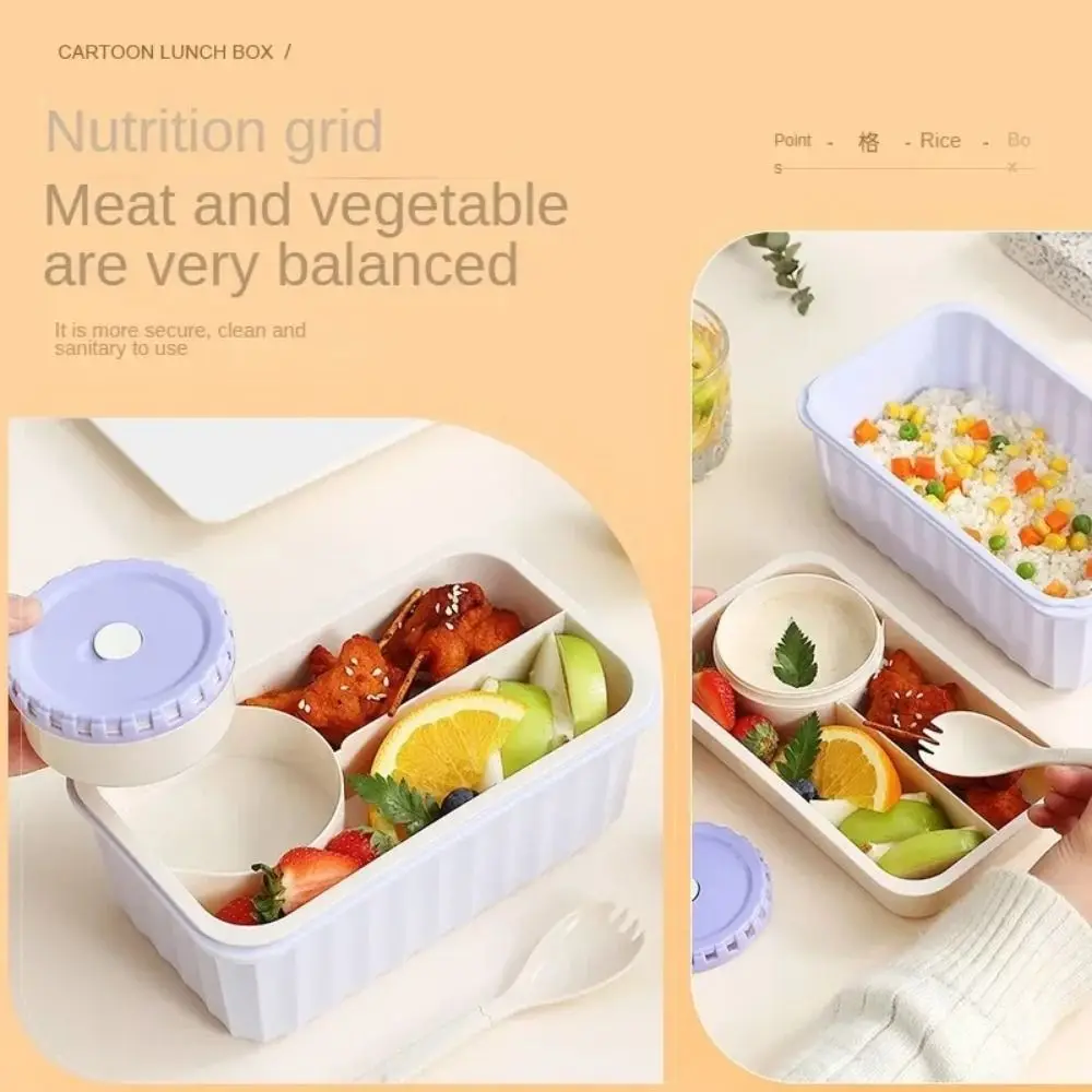 Lightweight Sealed Portable Lunch Box Leak-Proof Food Grade Lunch Containers Reusable Spoons Meal Prep Container Box Students
