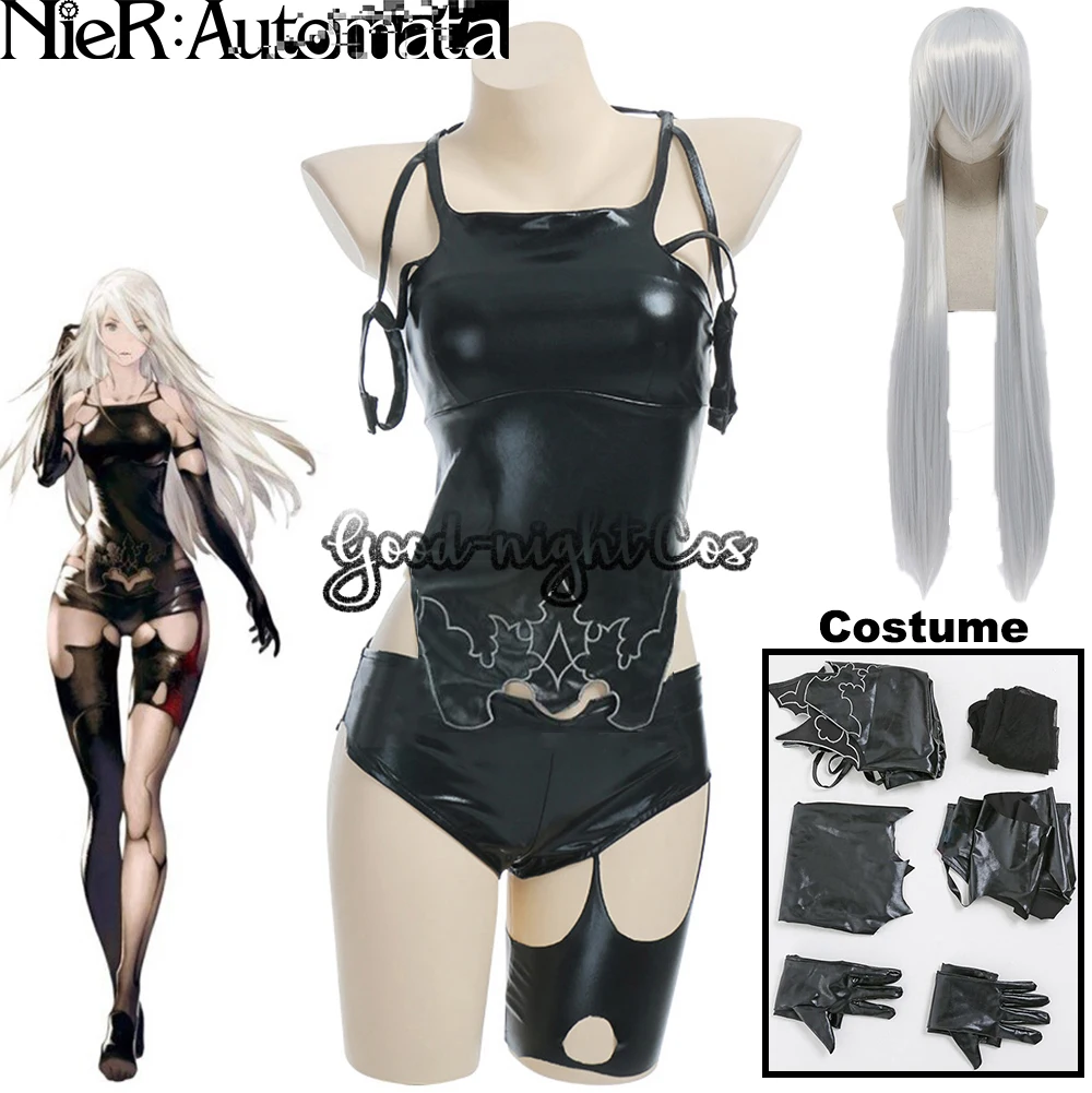 

Game NieR:Automata A2 Cosplay Costume Wig Sexy Black Battle Suit For Women Girl Handsome Halloween Party A2 Role Play Outfit