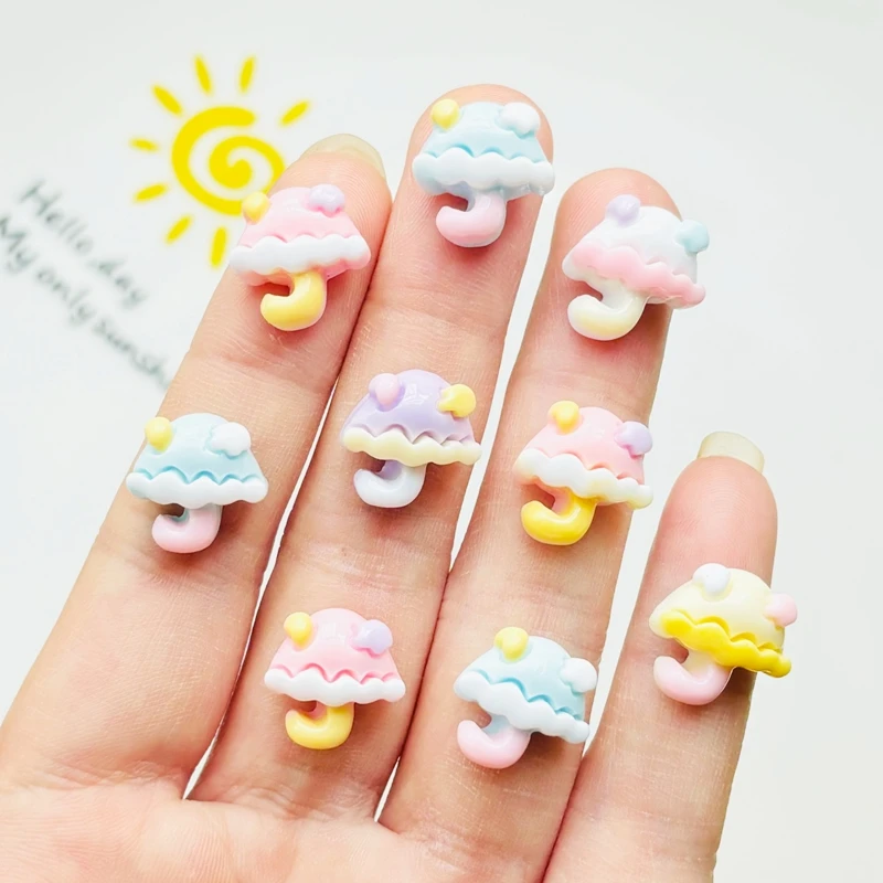 30 Pcs Cute Mini Cartoon Small Umbrella Series Resin Figurine Crafts Ornament Jewelry Manicure Hairpin Making Accessories