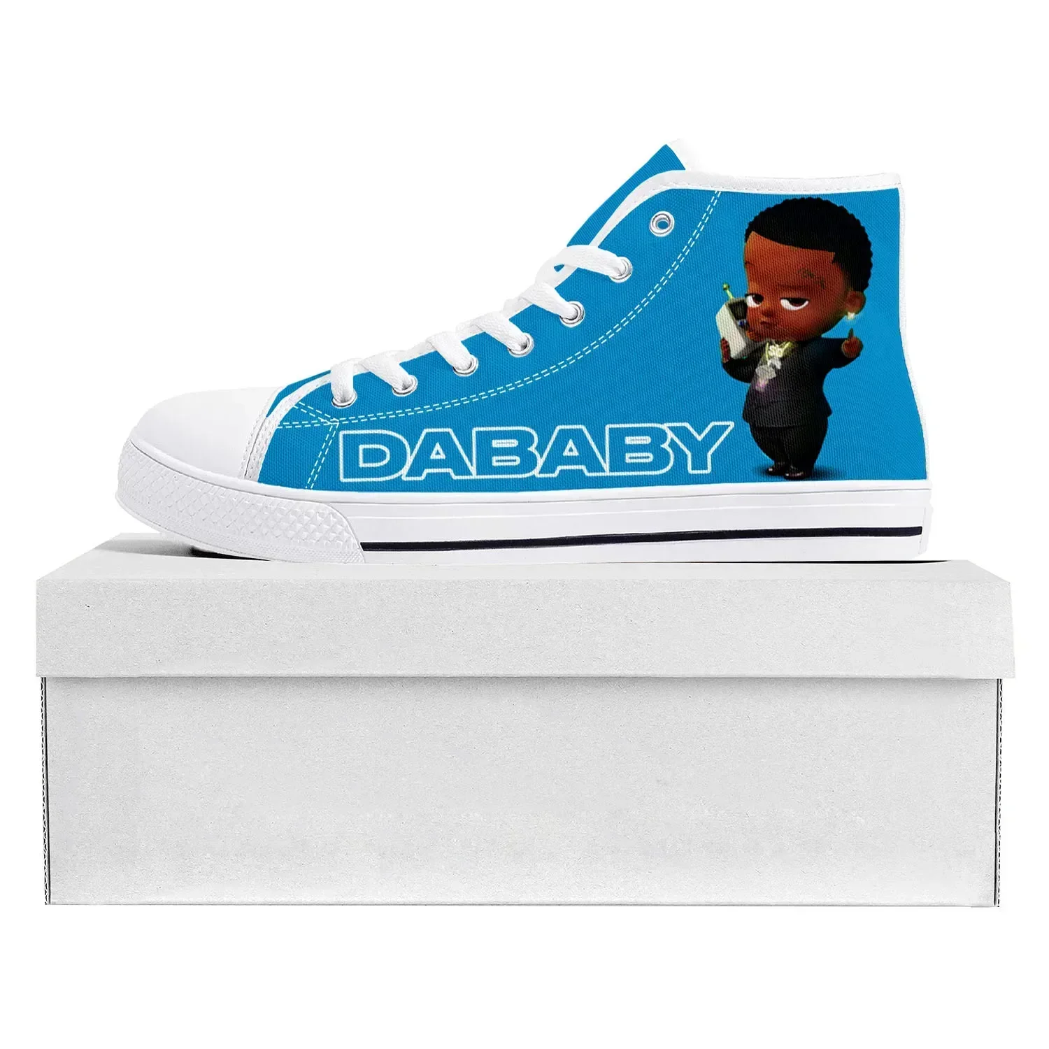 DaBaby Rapper Music Pop Blue High Top High Quality Sneakers Mens Womens Teenager Canvas Sneaker Casual Couple Shoes Custom Shoe
