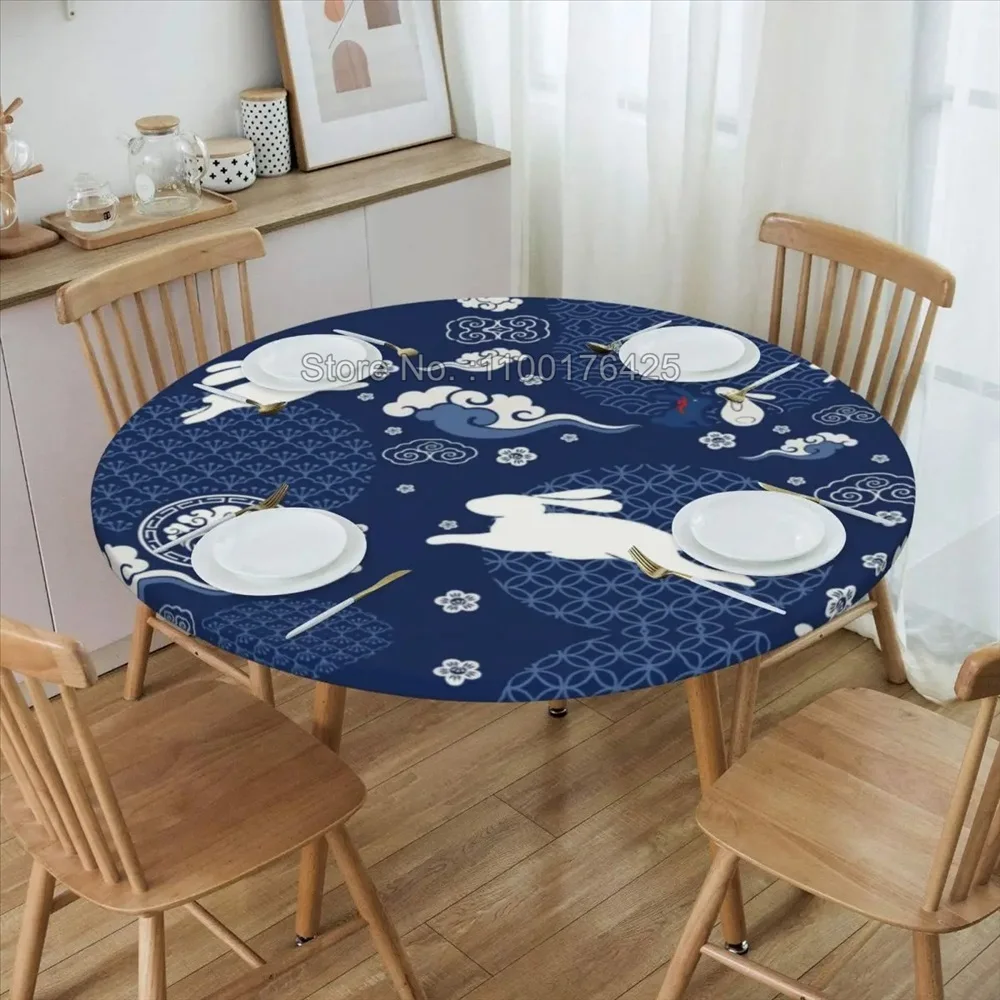 Round Ethan Markiplier Mark Black and White Table Cloth Waterproof Tablecloth Table Cover Backed with Elastic Edge