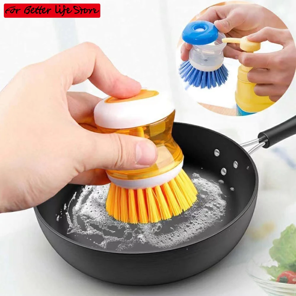 

3 piece set of kitchen sink, dishwashing brush washing utensils with automatic soap dispenser household cleaning accessories