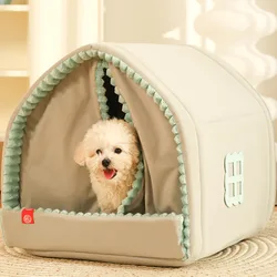 Kennel Winter Warm Small Dog House Closed Pet Winter Dog Bed Cat Nest Four Seasons Universal Dog House Pets Accessories