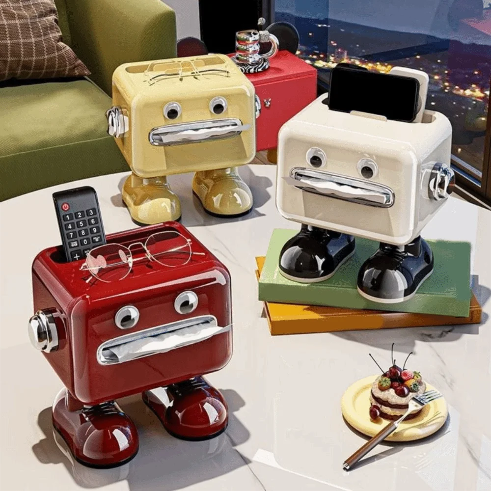 

Box Space Saving with Phone Holder Paper Container Living Room Large Capacity Cartoon Tissue Box Cute Decorative Napkin Storage