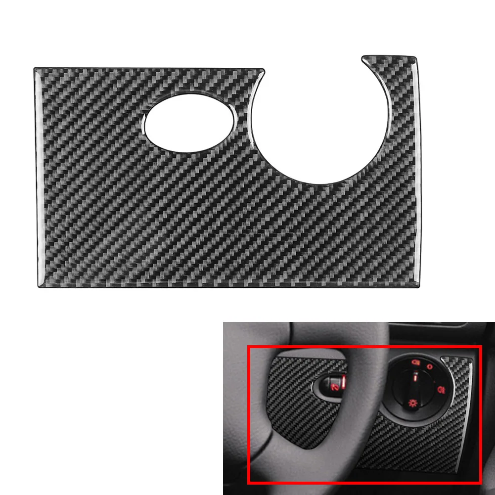 Steering Wheel Left Side Panel Sticker Cover Headlight Switch Trim RHD For Volkswagen Passat B5 2001-2005 Carbon Fiber Black