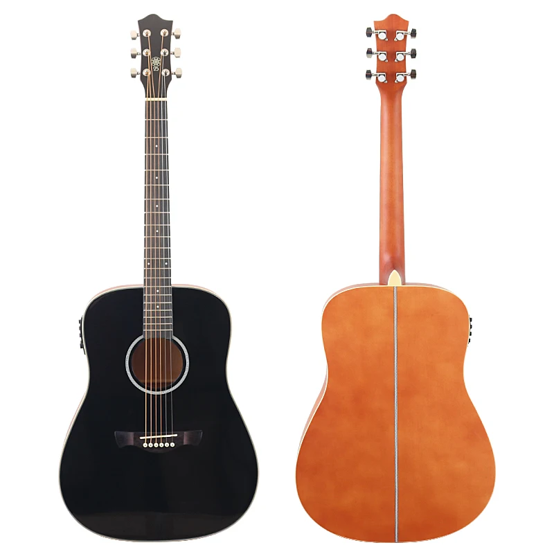 Free Shipping 6 Strings Electric Acoustic Guitar 40/41 Inch Folk Guitar Black Guitarra High Gloss Good Handicraft With Bag