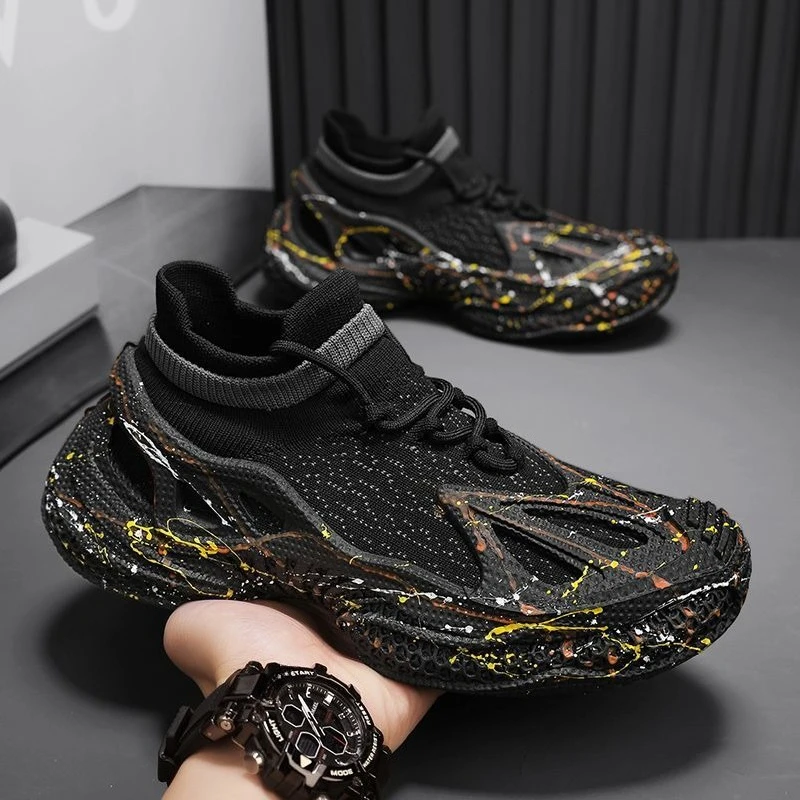 

Мужская спортивная обувь с мягкой стелькой, дышащая трикотажная обувь всех брендов, низкая цена, широкие корейские баскетбольные тенденции, 2025 г., мужские повседневные кроссовки