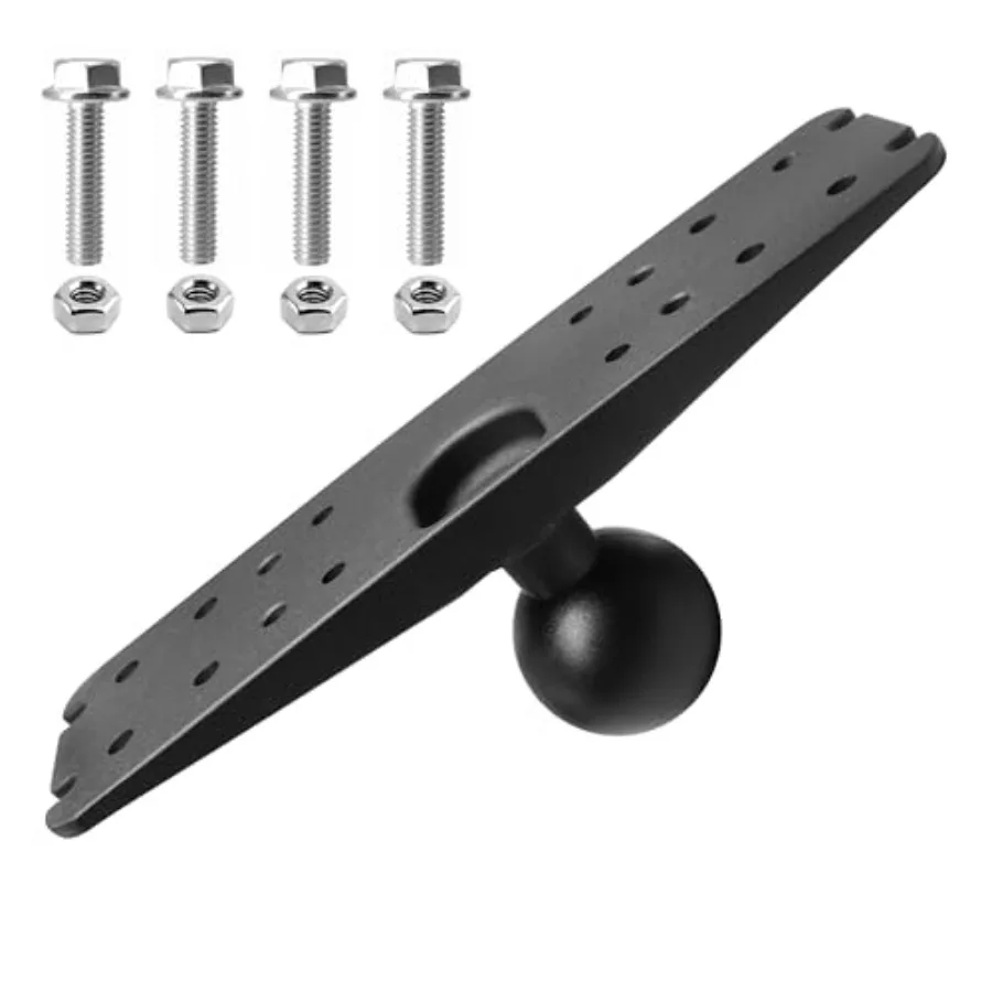 

Fish finder mount plate for 9 to 16 large fishfinder, aluminum, black, heavy-duty super load-bearing with 2.25 D-size ball and