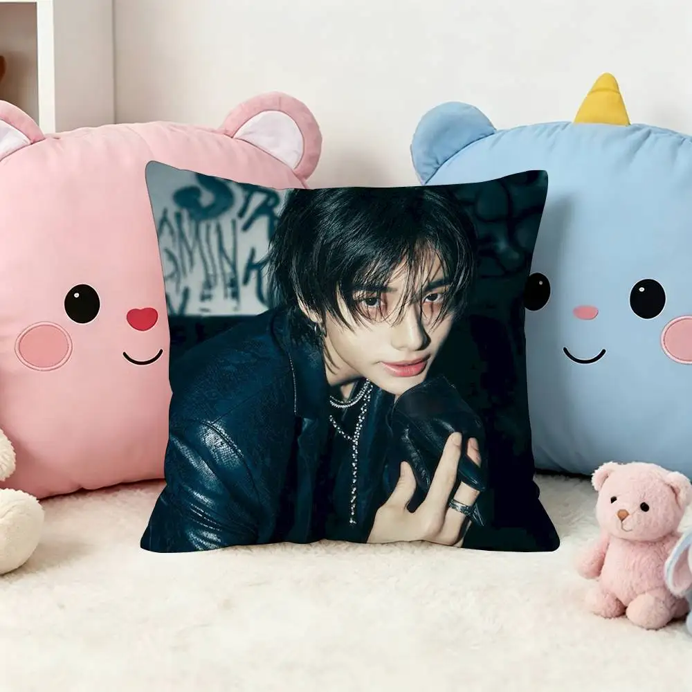 H-Hyunjin Square Pillow Case Multi Sizes For Car Home Bedroom Decor Custom Valentine Gifts
