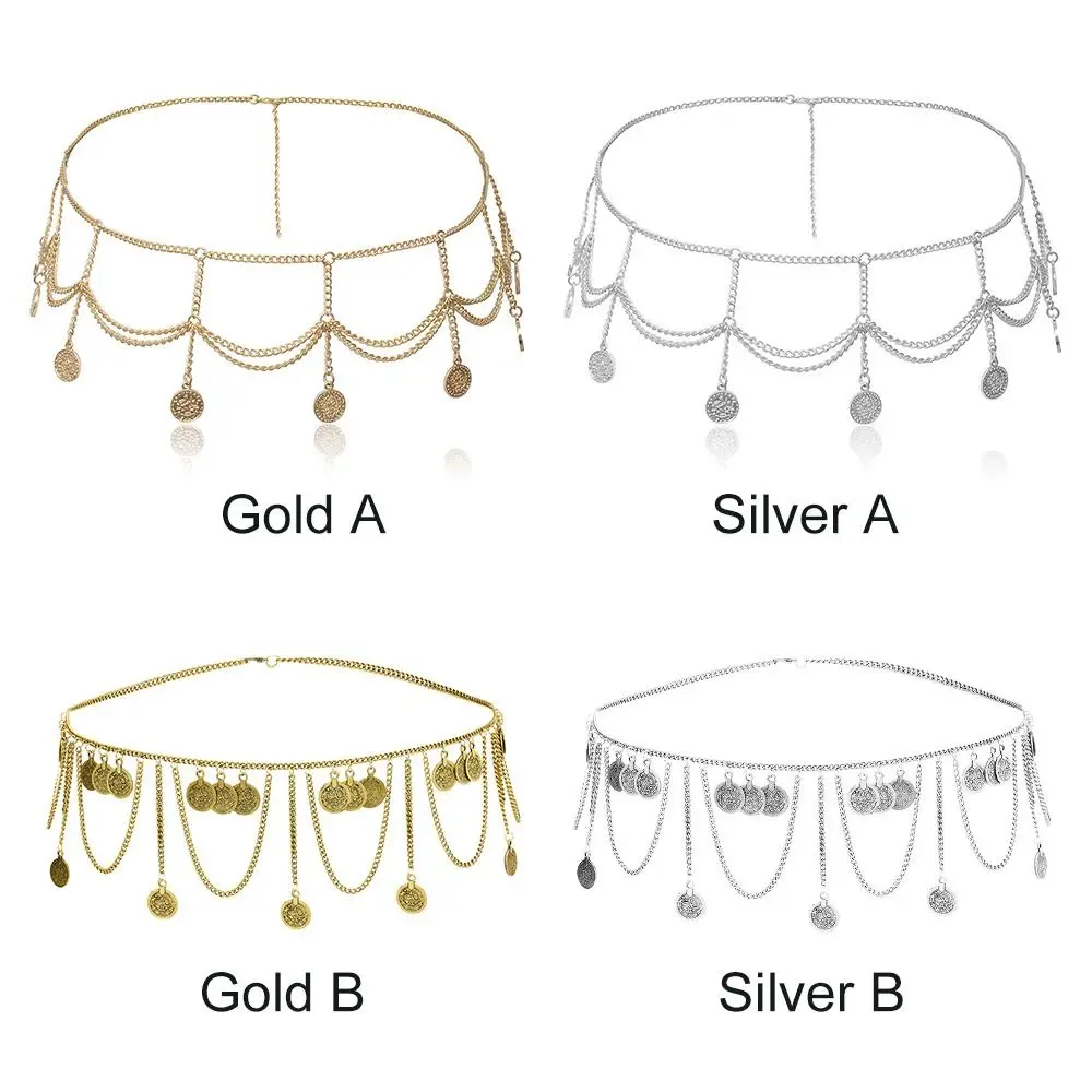 Taille Riem Vintage Gypsy Folk-Custom Dangle Keten Kwastje Harnas Buikdans Kettingen Vrouwen Lichaam Sieraden Gesneden Coin Lange hanger