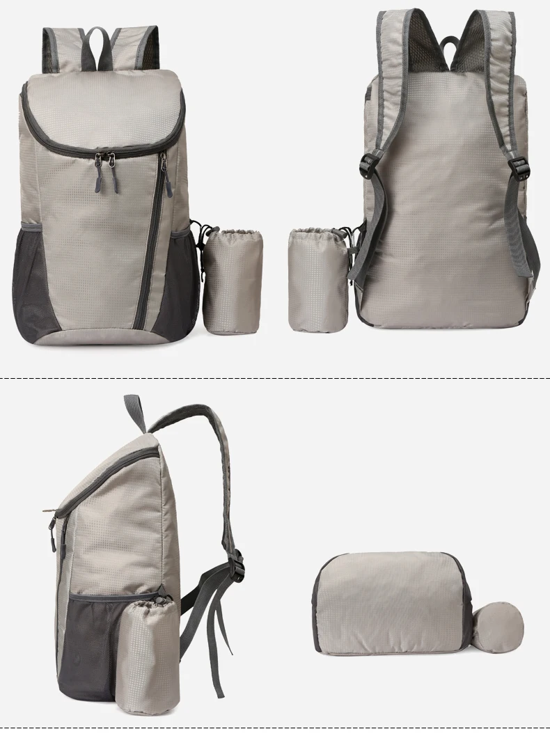 23L Tragbare Tag Pack Faltbare Rucksack Klapp Bergsteigen Tasche Ultraleicht Outdoor Radfahren Rucksack Reise Knapsack Wandern Handgepäck Tragbar Sport Laptop speicher Hautbeutel Wasserabweisend – Detail 22