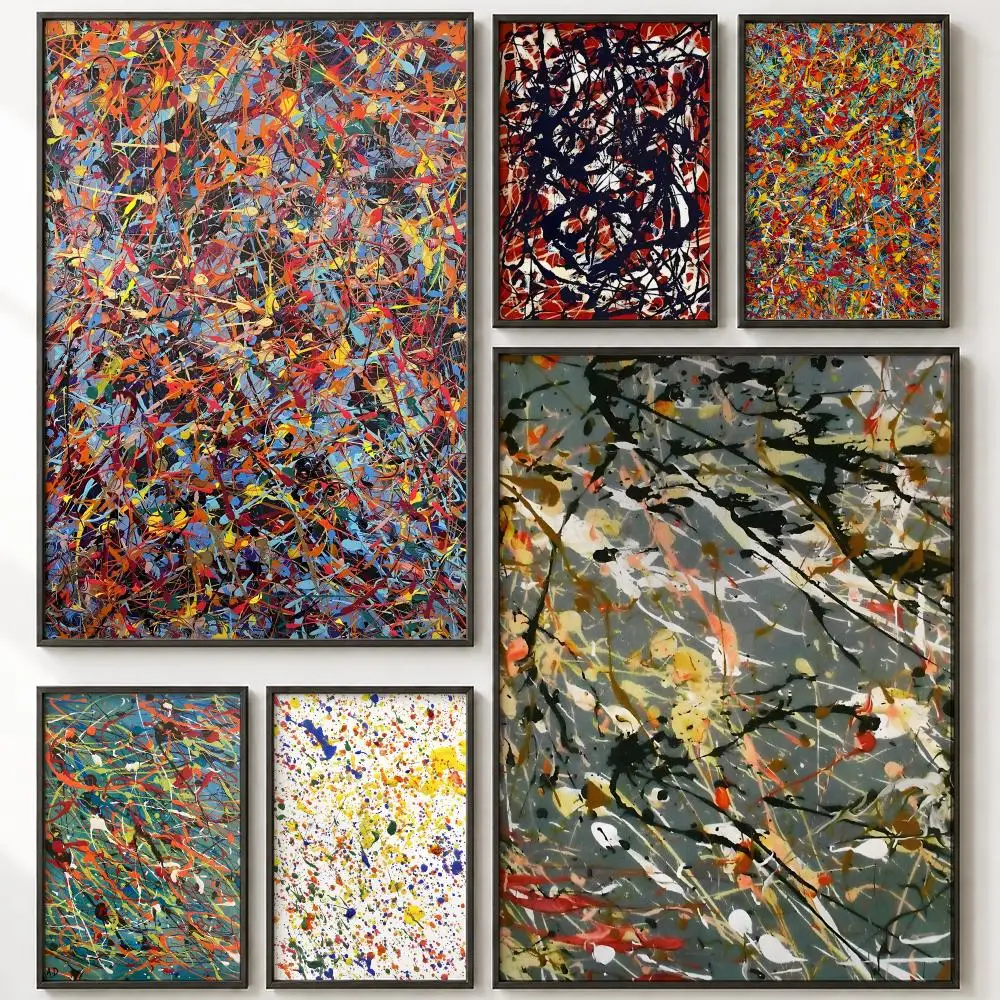 Retro Jackson Pollock Art Poster HD poster wall art self-stick no-residue for home cafe office great gift