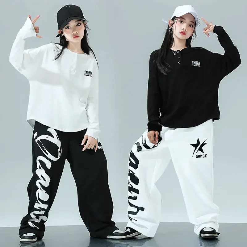 Chemise Graffiti de danse de rue pour garçons, pantalon déchiré, short Hip Hop, ensembles de vêtements pour enfants, pantalons en Denim Jazz, Costumes pour adolescents