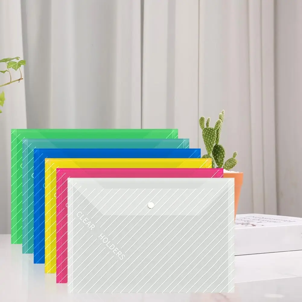 10 Stück Kunststoff-Dokumentenmappen, A4-Größe Kunststoff-Umschläge mit Druckverschluss, Transparente Aktenordner-Taschen für Schule und Büro – Detail 4
