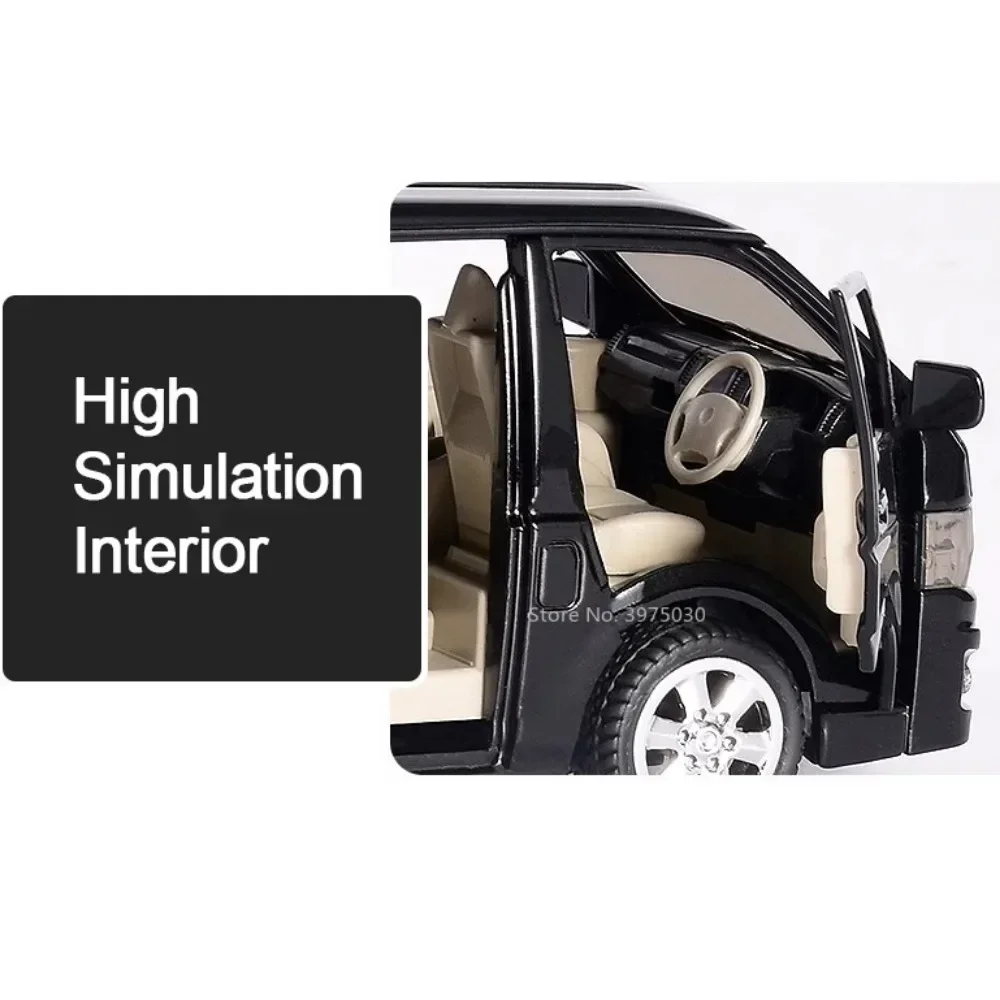 1:32 Toyota Hiace MPV Zinc Alloy Car Model Toys Diecast Van Simulated Business Vehicles Light Sound Toys For Boys Birthday Gifts