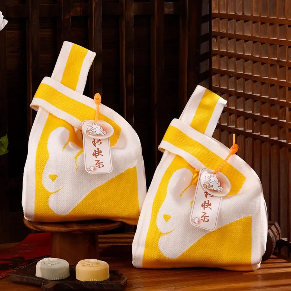

Mid-Autumn Festival Mooncake Gift Bag Rabbit Vest Wrist Bag Knitted Handbag Purse Wallets Large Capacity Mini Knot Wrist Bag
