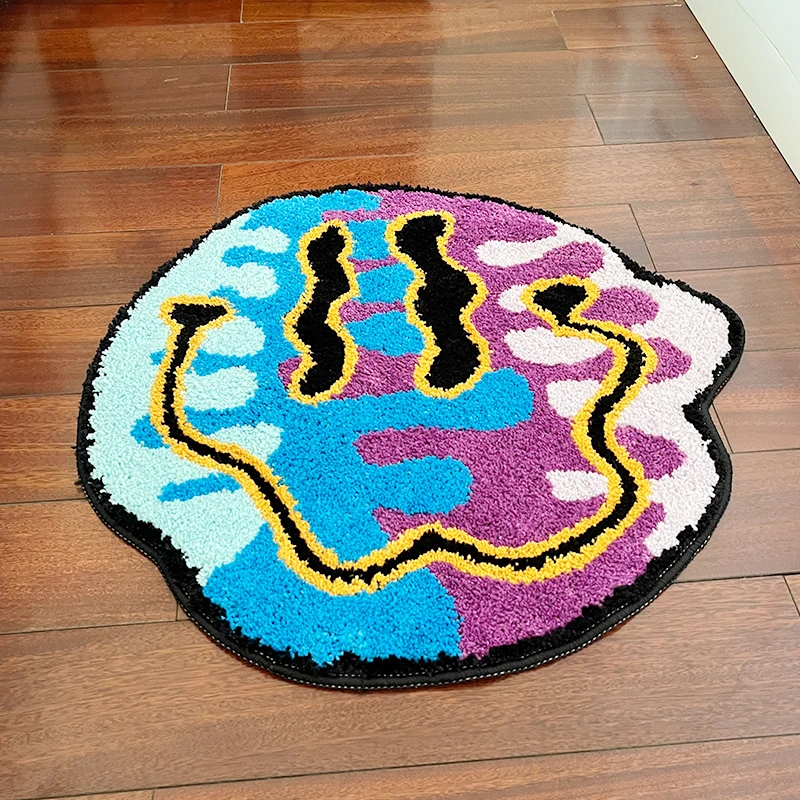 Girl Art Colorful Area Magic Trippy Smiling Tufted Rug Face Tufting Rug Handmade Carpet Custom Rug for Home Decoration for Gift