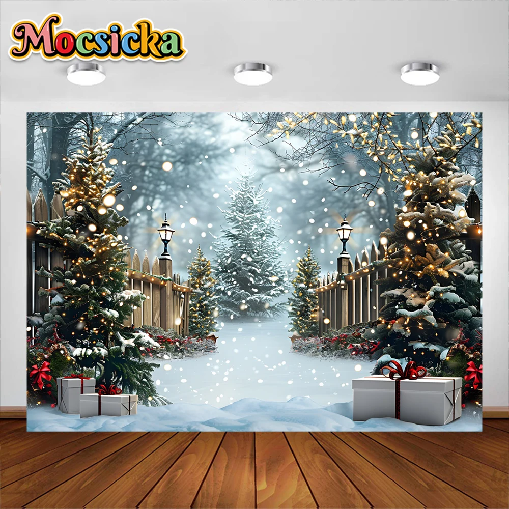 Merry Christmas Backdrops For Photography Xmas Fireplace Tree Gifts Baby Shower Family Party Background Studio Shoots Props