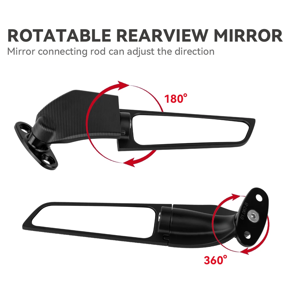 2PCS Motorcycle Mirrors Modified Wind Wing Adjustable Rotating Rearview Mirror For Honda CBR650 CBR600RR YAMAHA Kawasaki BMW