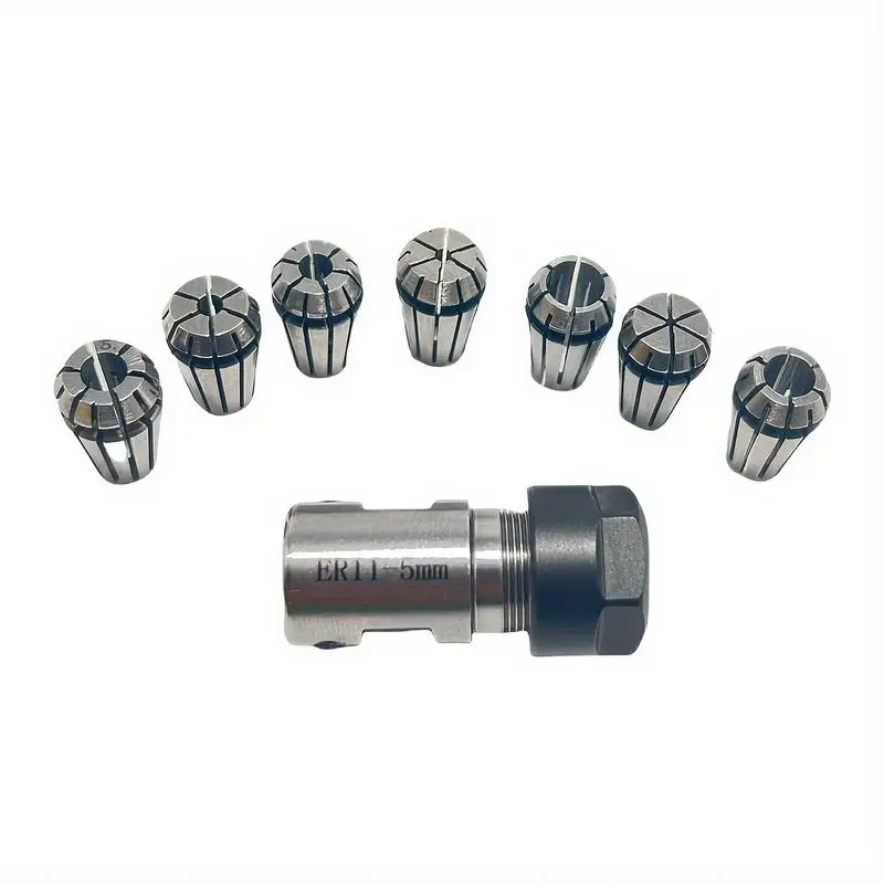 7Pcs ER11 Spring Collet Set with 5mm Motor Shaft Holder and Extension Rod for CNC Engraving Machines DIY Tools