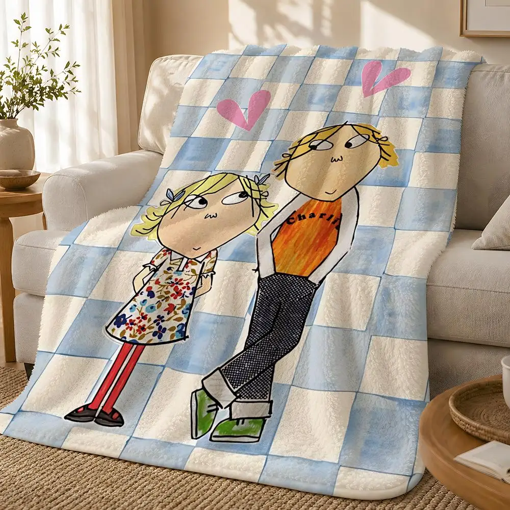 Anime Charlie And Lola Throw 1pc Flannel Blanket Soft Lightweight Warm Cozy For Bedroom Sofa Bed