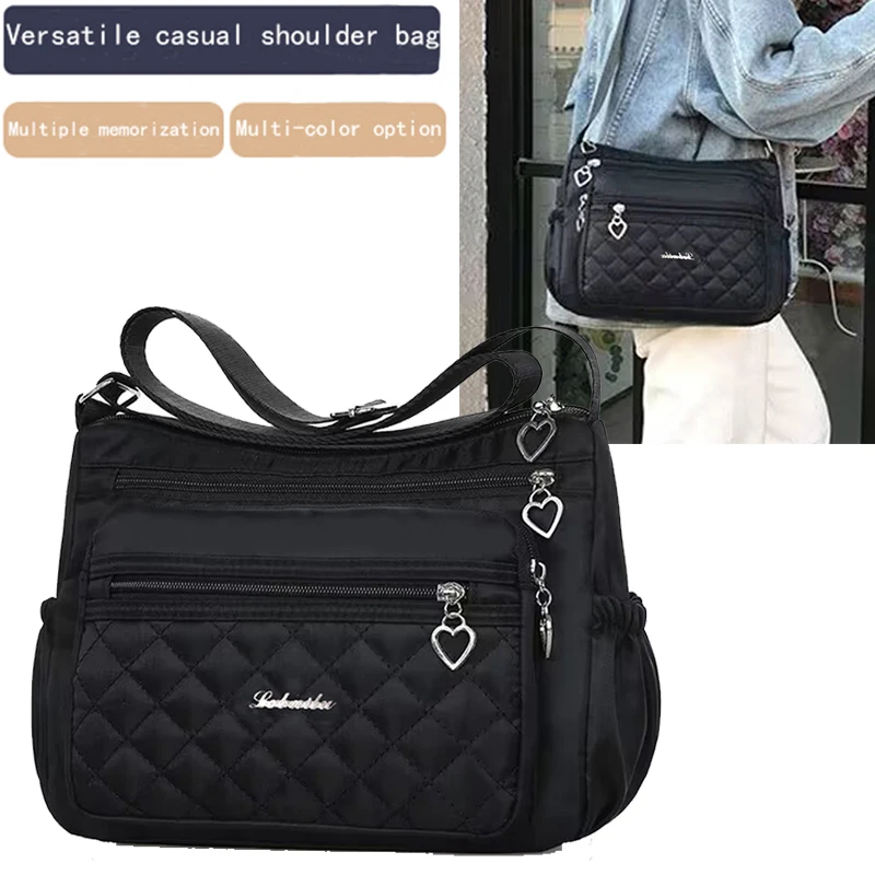 

Модная женская стеганая сумка через плечо с сердечками для ежедневного использования, поездок на работу, стильная легкая повседневная сумка с несколькими карманами