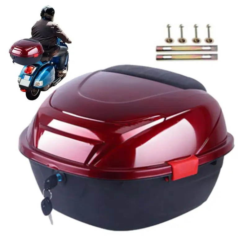 

Motorcycle Tail Box Motorbike Storage Case Tail Box With Large Reflectors Waterproof Motorcycle Organization Case For Storing