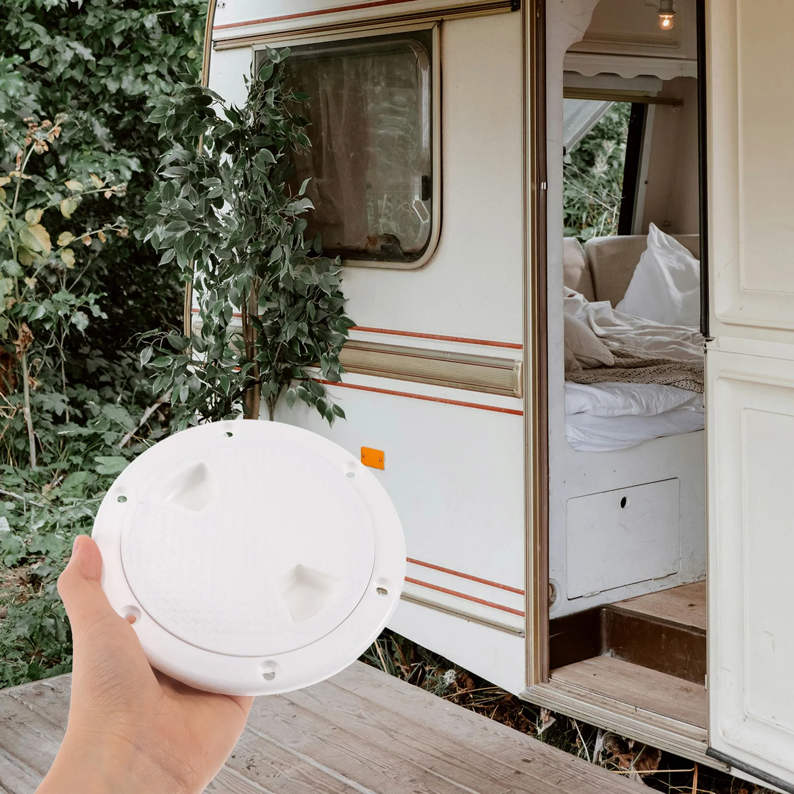 1 مجموعة مستديرة ABS البحرية سطح السفينة غطاء فتحة مقاوم للماء عدم الانزلاق قارب يفقس غطاء الوصول الدائري لتخزين يخت Rv